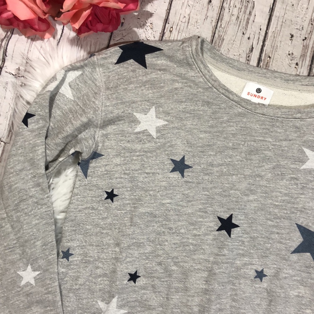 Sundry Stars Pattern Grey Pullover Sweatshirt - image 7